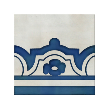 Mosaic House Moroccan tile HPC_Kugler Border 1-15 White,   Cobalt Blue,    solid {hand painted handpainted 6x6} 